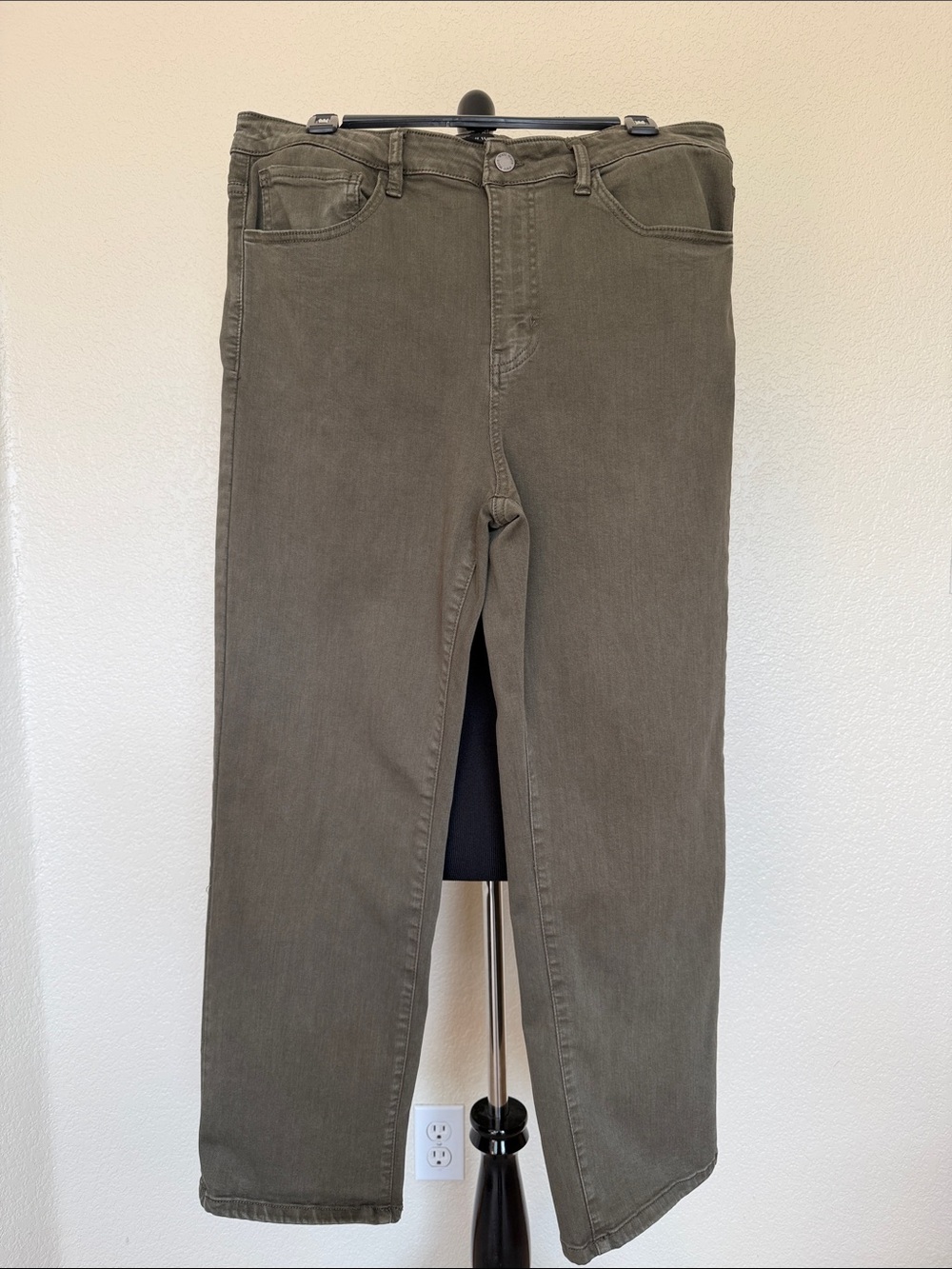Well Worn Olive-Green Straight Leg Jeans